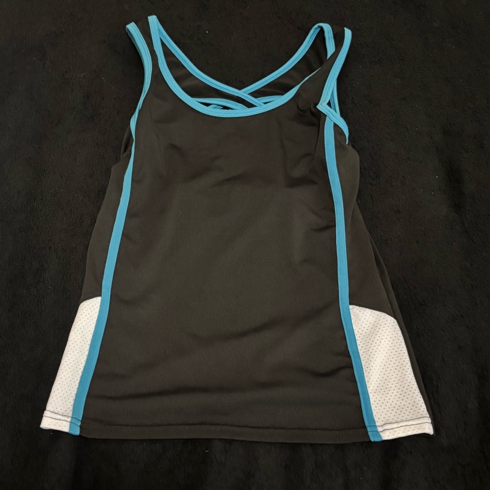 Blue Capri Workout Set w/ Crossback Tank